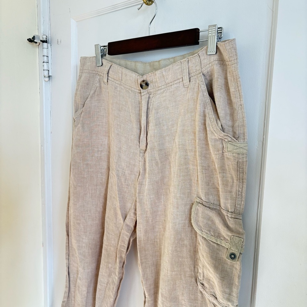 Columbia Lightweight Beige Linen/Cotton Straight Leg Utility Cargo Pants - 10 - Picture 2 of 10